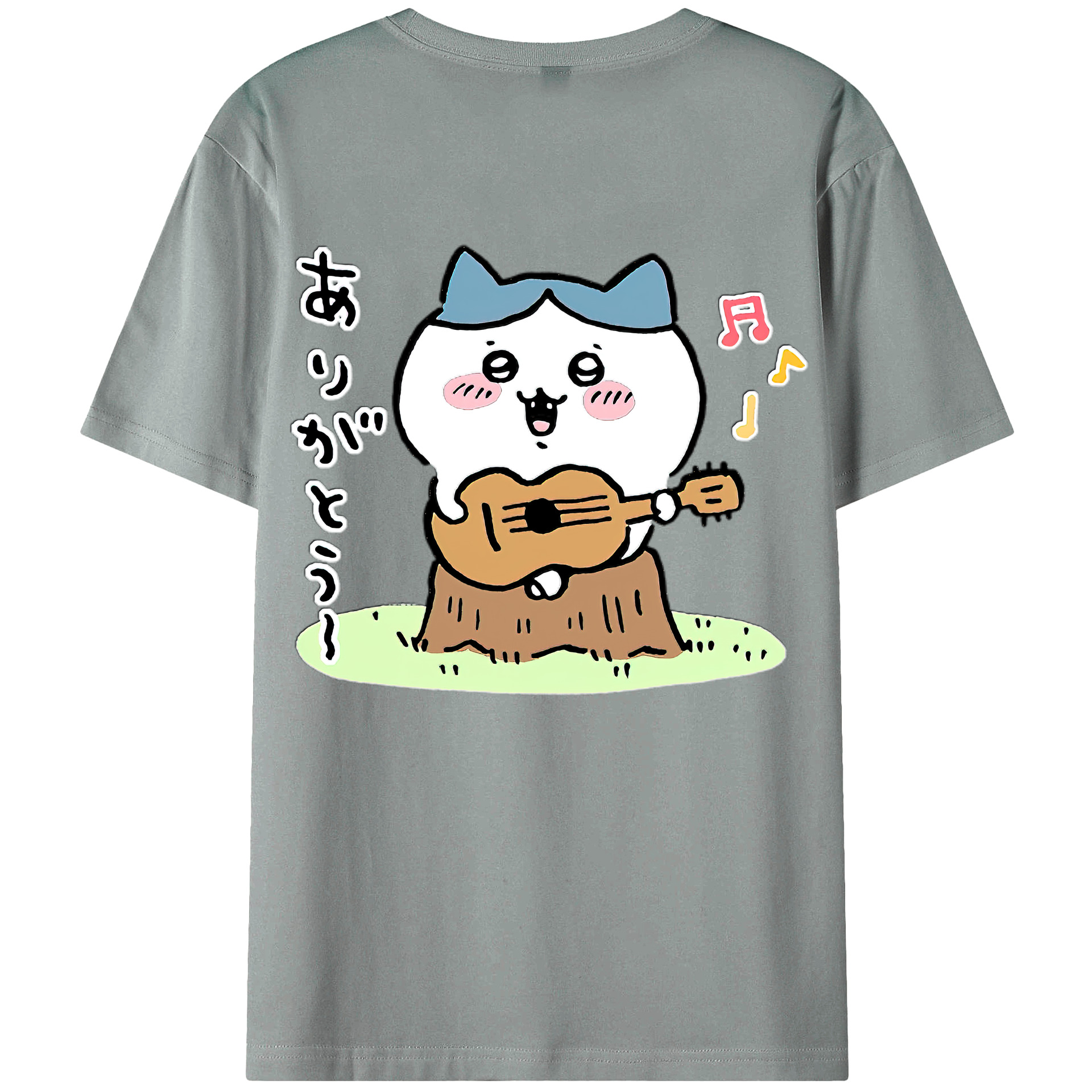 （画像用） ちいかわ ハチワレ Chii-kawa hachiware 綿100％ メンズ半袖Tシャツ（バックプリント） 通気性